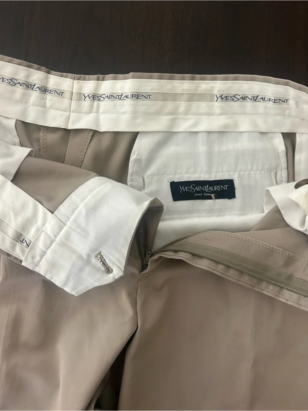 VTG 90s Yves Saint Laurent Pour Homme Beige Khaki Men Pleated Wide Slacks 31x30